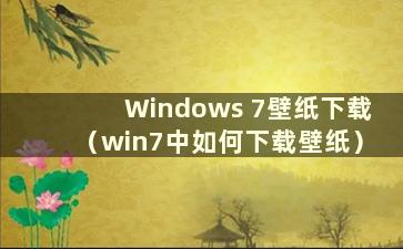 Windows 7壁纸下载（win7中如何下载壁纸）